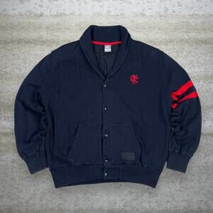 Vintage Y2K Lebron 330 Nike Jacket Mens 2XL Black Cotton Red Lion Button Up